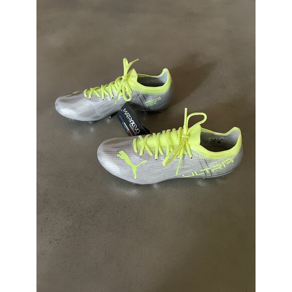 Puma ULTRA 1.4 FG/AG Women\'s Soccer Cleats Silver Neon Green 106723-01 Size 7
